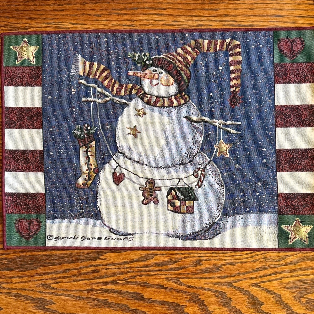 Peppermint Hill Multi-Color Tapestry Snowman Placemats (set of 8)